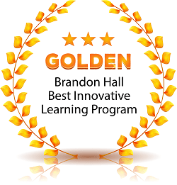 Laurels with text in middle Golden Brandon Hall Best Innovative Learning Program