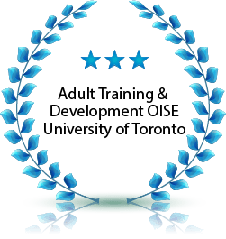 Laurels and text in middle Adult Training & Development OISE University of Toronto