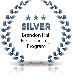 Laurels with text in middle Silver Brandon Hall Best Learning Program